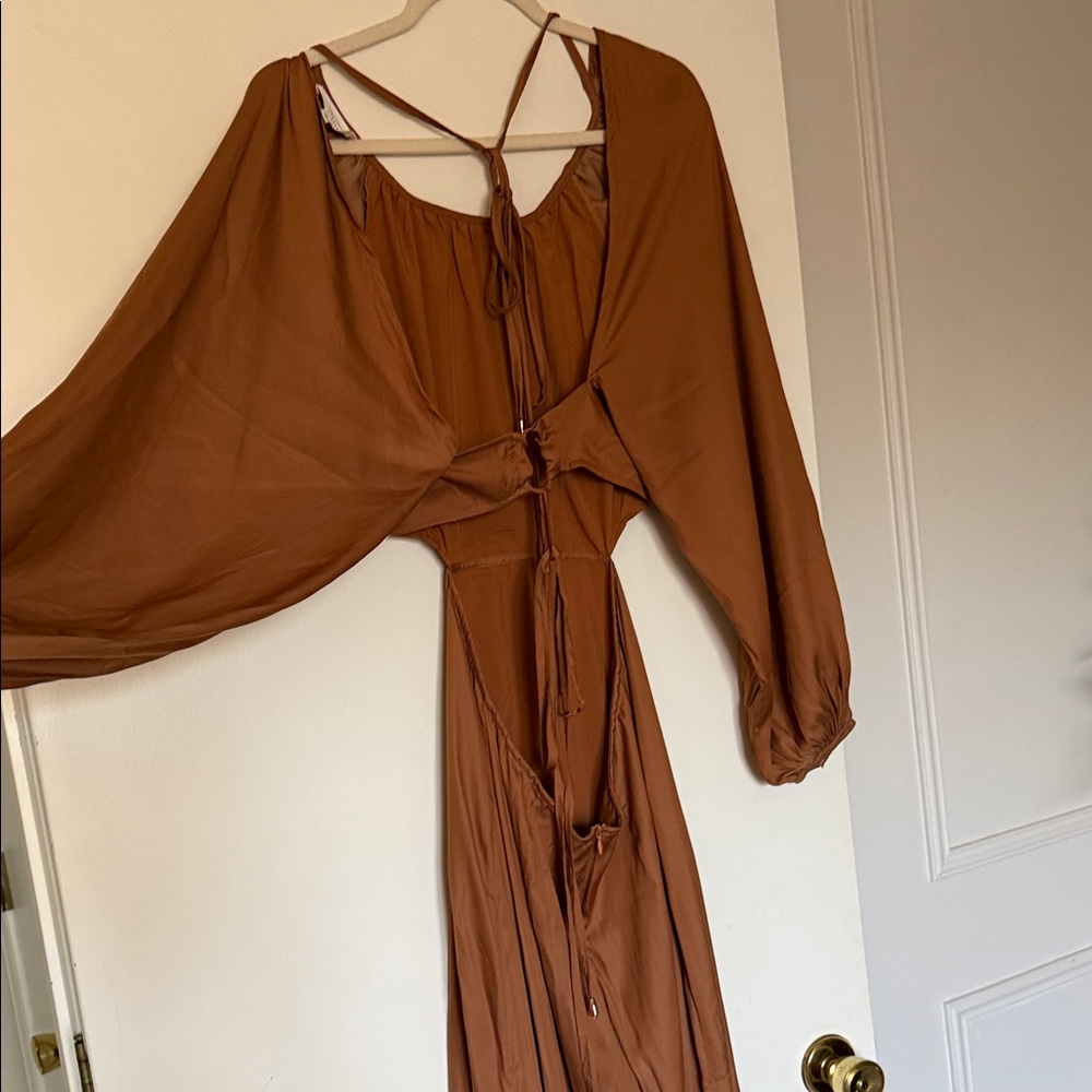 bohme Long Sleeve Maxi Dress in Rust Brown - Picture 3 of 10